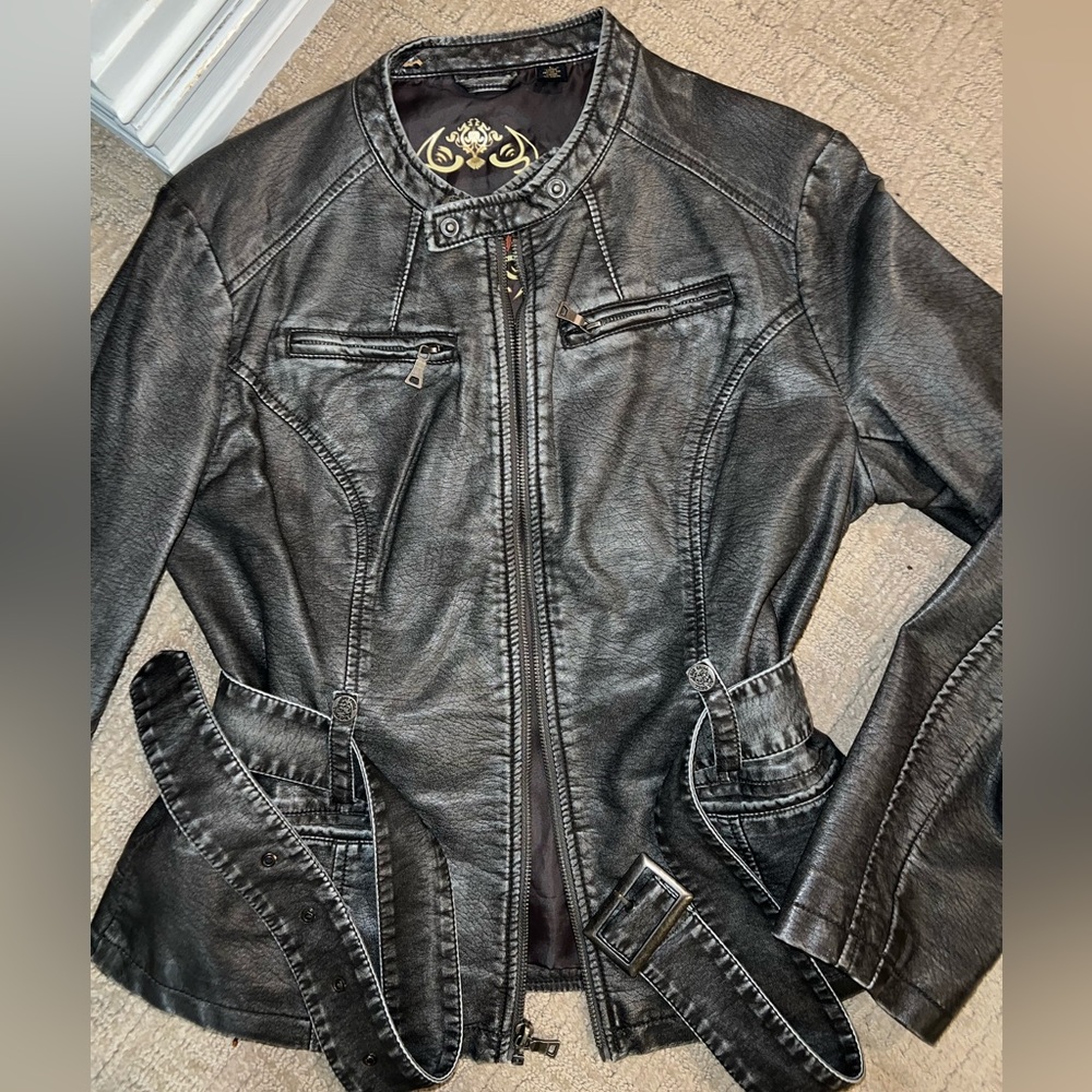 Big Chill Vintage grey faux leather coat